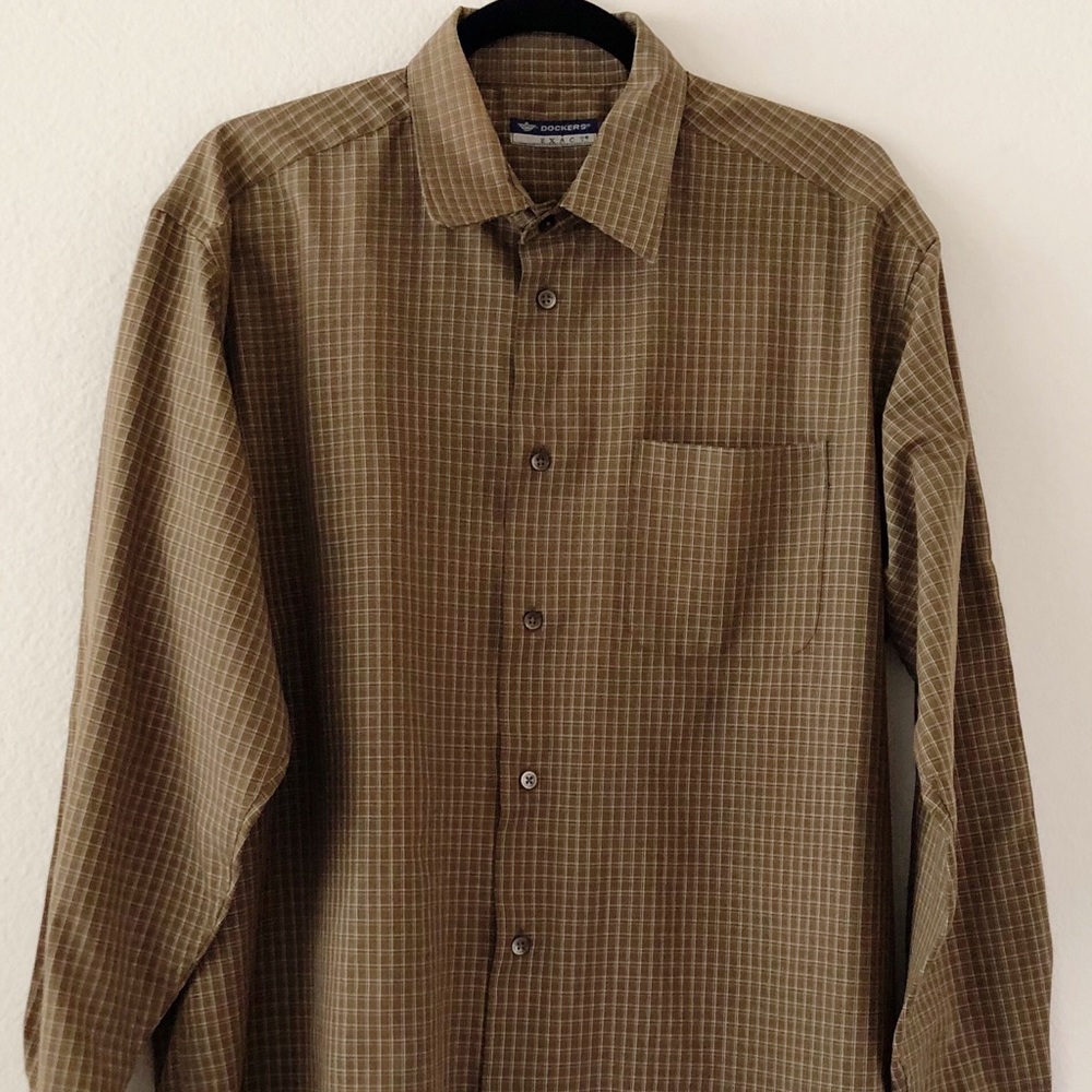 DOCKERS Shirt Men’s Size Large LS Brown Plaid